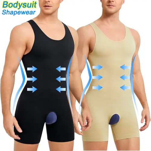 Men's Vest Shapewear Bodysuit (1/2/3 Pack) - Menswear Waist Reducing Shapewear with Tummy Control, Chest Compression, Breathable Soft Stretch Fabric Shorts for Workout, Party, Dates