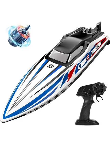 DEERC Fast Brushless RC Boat, 30+ mph 3S Remote Control Racing Boats with Metal Servo & LED Light, 2.4Ghz Speed Boat, Summer Pool Toy Gift Durable summerwins