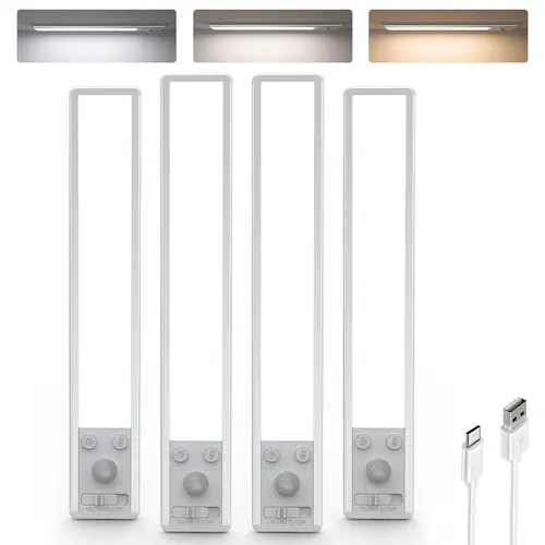 EZVALO Under Cabinet Lighting Wireless, 3 Color Temps Motion Activated Under Cabinet Lights, 62 LED Rechargeable Battery Operated, Dimmable Magnetic Under Counter Lights for Kitchen, Stairs No Drilling Mother's Day Gift Renter-Friendly tiktokshopspringglo
