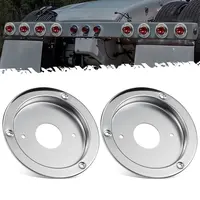 Partsam 2Pcs Watermelon Lights Bunk Adapter, Stainless Steel Round Marker Light Bezel Cover, No LED Lights Included, Mounting Bracket for 4" Hole