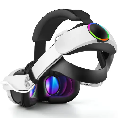 Hurra Portable Wearable Durable Head Strap with 10000mAh High-Capacity Wireless Fast Charging Battery Pack, RGB Lamp, Adjustable Elite Strap for Meta/Oculus Quest 2/3/3S, 8H Playtime Extension, Enhanced VR Support & Balance