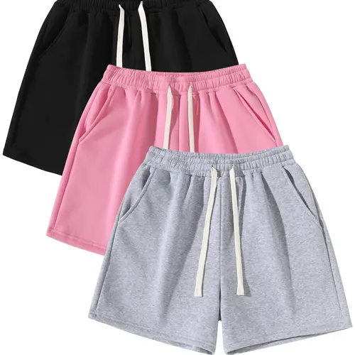 Unisex Drawstring-Waist Shorts for Sports, Plain Shorts, Soft Warm Fabric Gym Shorts for All Seasons, Athletic Casual Shorts, Athleisure Shorts