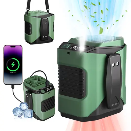 Portable Waist Fan Clip on with Light, Quiet & Powerful Silencer Fan, Wearable Belt Personal Shirt Fan, Digital Display, Cooling and Heat Stroke Prevention