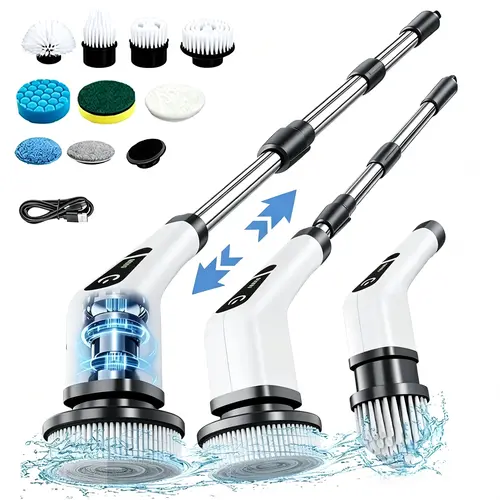 Electric Spin Scrubber, Cordless Waterproof Bathroom Cleaning Brush, 5 Adjustable Speeds, 9 Replaceable Brush Heads, USB Rechargeable & Extendable Handle for Shower, Grout, Tile, Tub, Kitchen & Floor #TikTokShopBackToSchool #SohoChic