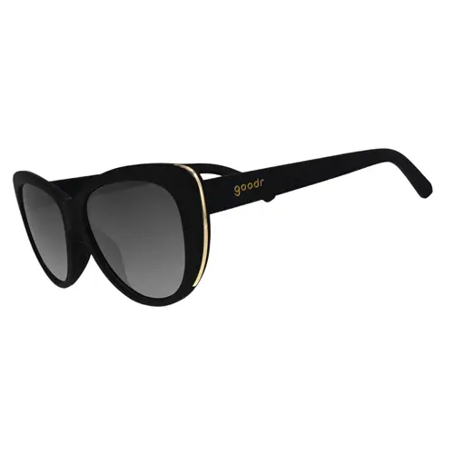 goodr It's Noir, Darling Medium Size (Glam G) Solid Black Frame with Black Lens, UV400, No Slip No Bounce No Tangle