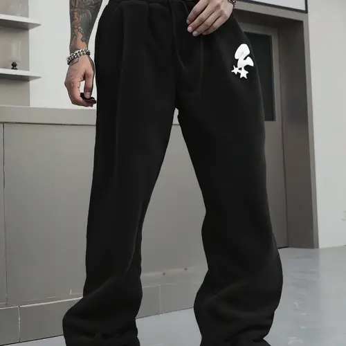 【TDOTW】Men's Regular Fit Solid Color Sweatpants, Casual Comfy Breathable Jogger Pants for Outdoor Hiking, Men's Trousers for Spring & Fall, Casual Sports Trousers, Fitness Trousers, Sports Jogging Pants, Drawstring Sports Pants