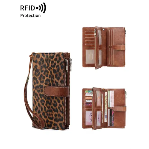 Fashion Leopard Pattern Zipper Long Money Wallet,Zebra Pattern Wallet/Cow Pattern Wallet， CasualVersatile Wallet for Women, Trendy All-match &Exquisite Wallet for Birthday Gift，Christmas Gift, Valentine's Day Gift, Ideal Gift