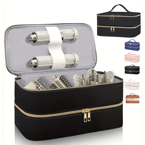 Hair Dryer Storage Bag, Portable Hair Styling Tool Organizer, Double-Layer Zipper Makeup Bag, Carrying Case for Hair Dryer and Brush, Hair Accessories Tools Storage Bag, Travel Cosmetic Bag, Pouch Bags, Travel Essentials
