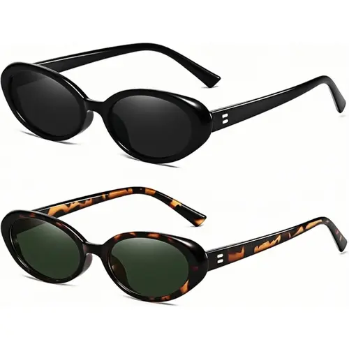 〖Summer Vibes〗1/2 PCS Retro Oval Sunglasses for Women Men Fashion Small Oval Sunglasses 90s Vintage Shades Frames UV400 Protection Classic Design sunglasswomen rich girl sunglasses