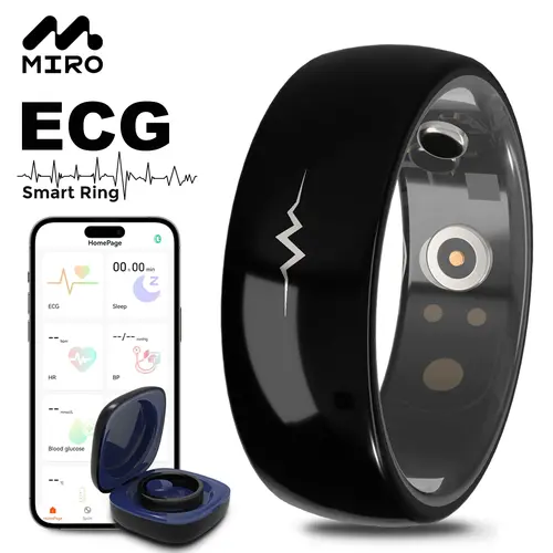 Smart ECG Health Monitoring Ring – ECG/Heart Rate / Sleep / Activity Tracker/Blood    pressure/Blood glucose/Spo2/Temperature/Water Proof