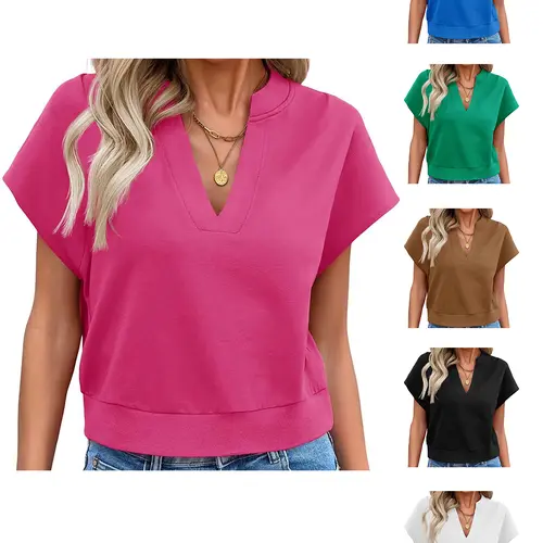 FISOEW Womens Cropped Tops Summer V Neck Cap Sleeve Casual Loose Fit T Shirts Womenswear shirts vintage graphic tees Shortsleeve Everyday country concert outfits clothing graphic tees Athletic Style customized gifts vintage graphic tees cute Breathable