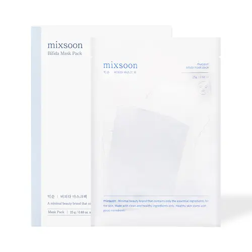 [mixsoon Official] Bifida Mask Pack 5EA - Korean Face Masks, Fermented Soothing Moisturizer Skincare for Glass Skin