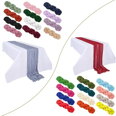 12/16/18/24 Pack 35×120inch Cheesecloth Table Runner, 10FT Long Semi-Sheer Gauze Runner,for Boho Wedding Table Decor,Bridal Shower,Party,Baby Shower, Banquet Decoration,Holiday Gatherings,Halloween Decor Anniversary Party,  #Back-to-school #Halloween