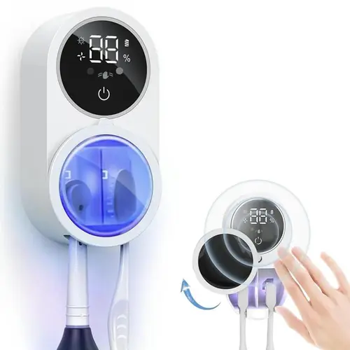 Smart Toothbrush Holder, USB Rechargeable Automatic Sensing Toothbrush Sterilizer Box, UV Toothbrush Sterilizer, UV Toothbrush Holders, UV Toothbrush Sanitizer Holder, Toothbrush Sanitizer And Holder, Personal Care Accessories