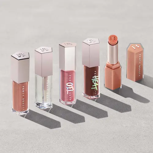 Fenty Beauty 5-Piece Lip Gloss Vault: Gloss Bomb Lip Luminizer, Gloss Bomb Heat Lip Luminizer + Plumper, Gloss Bomb Oil Luminizing Lip Oil 'N Gloss, Gloss Bomb Stix Shimmer High-Shine Gloss Stick