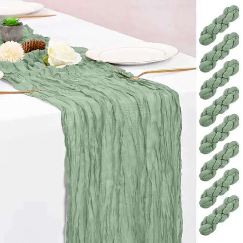 MTREO 8 16 32 Pack 10Ft Cheesecloth Table Runner 20x120 Inch Rustic Gauze Table Runner Romantic Long Sheer Fabric Cheese Cloth Table Runner for Wedding Party Bridal Baby Shower