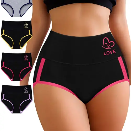 Butterfly & Letter Print Panty Soft Breathable Comfortable Knicker for Daily Wear Women's Underwear for All Seasons Fit Athletic High-Waisted Design Polyester/Elastane Blend,mothersdaygift.,clothes for back to school,first day of school outfits