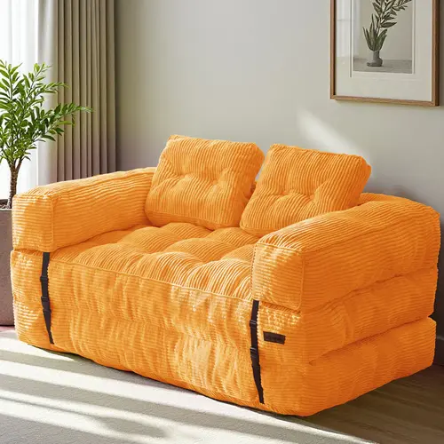 Deals for You MAXYOYO L-Shaped Folding Sofa Bed – Convertible Floor Couch with Armrest, Pillow & Foldable Sleeper Chair for Living Room or Bedroom, Double