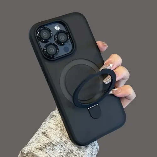 Magnetic Stand Smartphone Case for iPhone 17/16/15/14/13/12/11 Pro Max Plus, 16e - Wireless Charging Compatible, Ultra-Thin Frosted Transparent Matte Protector, Integrated Bracket Handheld Device Accessories, Devices