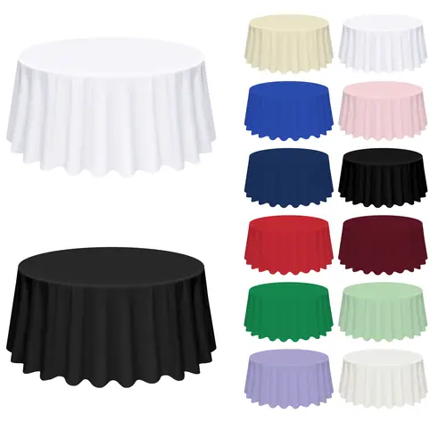 6/8/10/12 Packs Round Premium Polyester Tablecloth,  Wrinkle Resistant Washable Table Cover for Wedding Reception Banquet Party Halloween Decor Anniversary Party Household Items Holiday Outdoor Dining Table Decoration,#Back-to-school #Halloween
