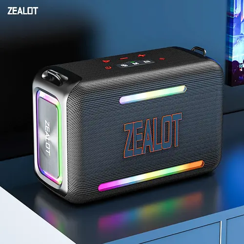 【ZEALOT】Portable wireless speaker 120W, Bluetooth high fidelity sound and audio, RGB ambient light, outdoor IPX6 waterproof, 24000mAh long battery life, supports TWS pairing/USB/TF/AUX/BT smartphones. Ideal choice for family/car/party/camping/gift giving,