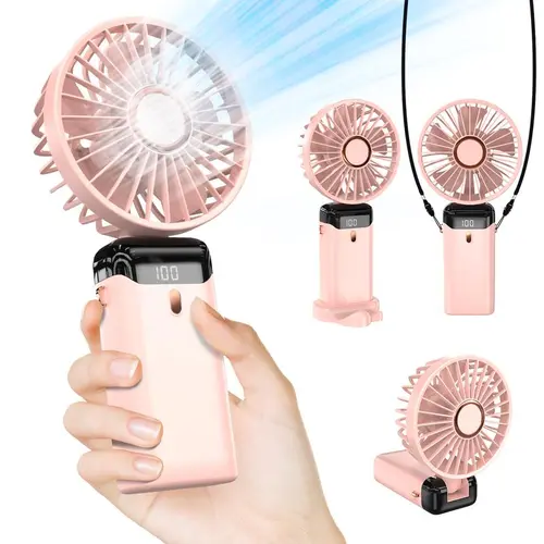Portable Handheld Fan, Mini Foldable Hand Fan with USB Rechargeable, Small Personal Pocket Fan for Outdoor, Travel