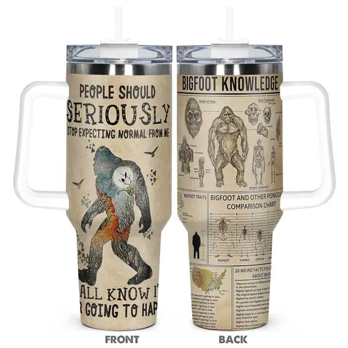 Bigfoot Pattern Stainless Steel Thermal, 1 Count Insulated Water Bottles, Durable Water Bottle, Vacuum Insulated Tumbler, Drinking Cup for Home Office Outdoor Camping, Insulated Travel Drinkware, Drinkware, Insulated Cups, Vacuum Flasks