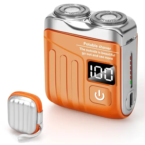 2025 New Men's Portable Mini Electric Shaver, R-12 Luggage Electric Razor with Double-Ring Magnetic Cutter, Waterproof Fast Charging for Home Travel Steel Case