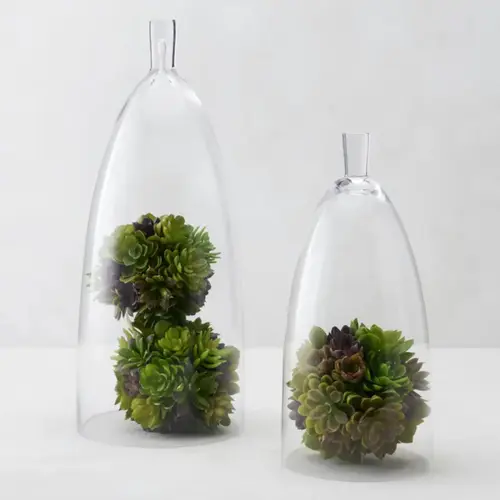 Z Gallerie Jules Mouthblown Glass Cloche - Exclusive Transparent Fengshui Ornament, Room Decor, Home Decor Items, Home Supplies, Bell-Shaped Easy-Clean Wipeable Flower Vessel (Large:8"w x8"d x21"h, Small:6.5"w x6.5"d x15"h) for Plants, Decorative Flower V
