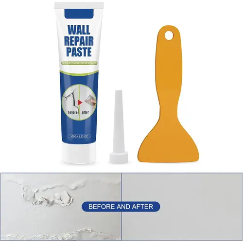 100g Resin-Based Wall Repair Cream with Rubber Scraper - User-Friendly, Quick-Drying Crack Repair Sealers for Homeowners’ Indoor Wall Imperfections, Strong Fixes & Long-Lasting Smooth Finish