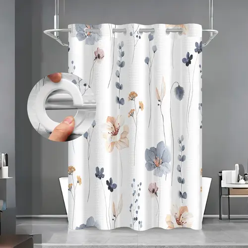 Floral Pattern Shower Curtain, Waterproof Bathroom Curtain with 12pcs Hooks, Bathroom Decoration Accessories for Home, Hotel, Salon, Dormitory, Flower, Restroom, Floral Shower Curtains for Bathroom, Decorative Shower Curtain