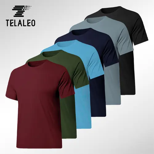TELALEO 6 value pack Workout Shirts for Men Short Sleeve Athletic Active Tops Quick Dry Crew Neck T Shirt for Running dealsforyoudays outdoorfun,travel essentials,camping essentials