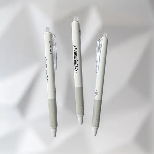 Pilot Frixion 0.7mm Erasable Gel Pen - 3 Pack, Minimal White Body with Offline Humans Logo, Thermo Sensitive Ink, Perfect for Journaling & Note-Taking