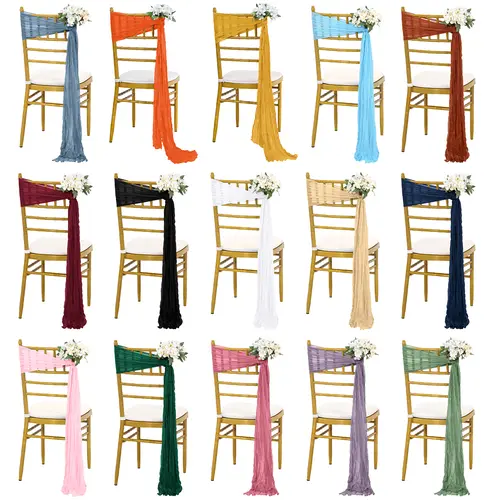 30PC 16x108inch Cheesecloth Chair Sashes Ties， For Wedding Banquet Party Halloween Decor Anniversary Party Household Items Decoration，#Outdoor gathering gear #Back-to-school #Halloween