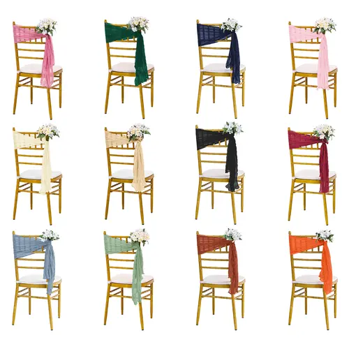 50/60PC 16x70inch Cheesecloth Chair Sashes Ties，For Wedding Banquet Party Halloween Decor Anniversary Party Household Items Decoration，#Back-to-school #Halloween
