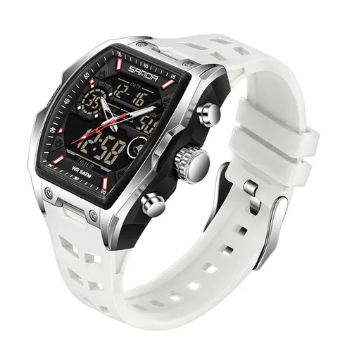 Men's Fashion Quartz Multifunctional Analog Digital Watch, Casual Sporty Multifunction Wristwatch with Luminous Dial and Alarm Mode for Everyday Use