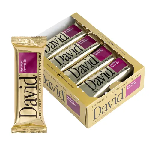 Red Velvet Flavored Bars– 28g Protein, 150 Calories, 0g Sugar. Includes 12 bars. Cocoa Snack