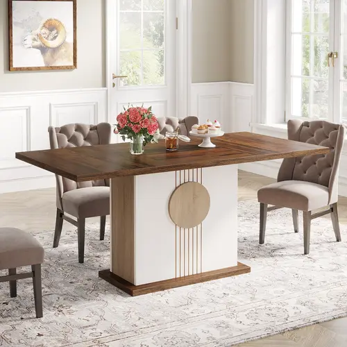 Spaco 55-Inch Farmhouse Dining Table for 4-6 - Rectangular Wood Kitchen Table, Large Rustic Dinner Table for Home & Dining Room,dorm essentials,home decor