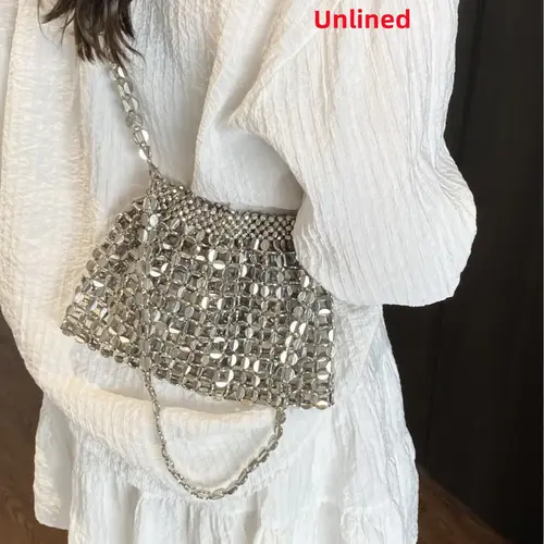 Korean-Style Retro Shiny Plastic Sequin Bucket Bag, Handmade Beaded Crossbody Shoulder Bag, Chic Crossbody Bag for Vacation, Travel, Commute and Shopping, Fashion Crossbody Bags