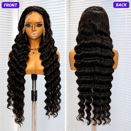 【New Upgrade】ZLIKE 13*6 Deep Lace Area Luxury Custom Loose Deep Wave 220% Density Wigs Bouncy Wavy Lace Wig Super Double Drawn Virgin Human Hair Transparent Lace Front Wigs #Summervibes