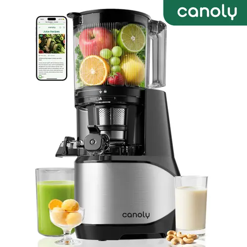 Canoly C09 3-in-1 Juicer - 6" Oversize Feeder Mouth, 3-IN-1 Strainers (Juice, Sorbet, Nut Milk), Powerful AC Brushless Motor, Self Precut System, BPA-Free, Dishwasher Safe, Steady Flow, High Nutrition Extraction Kitchen Appliance, 3-In-1 Juicers, Brushles