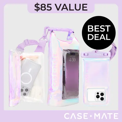 Phone Waterproof Trio Set - Touchscreen Floating Pouch, Beach Bag, Hands-Free Belt Bag Bundle with Soap Bubble Design for Beach Getaways, Outdoor Adventures to Keep Mobile Phone Gear Dry