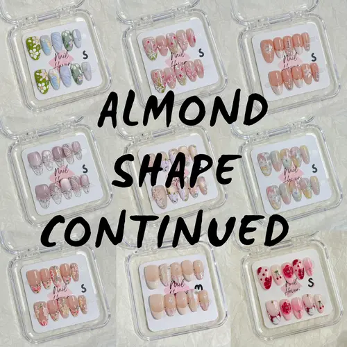 NailHaven Almond Shape Continued Collection 10 pcs Handmade Press On Nails Cute Acrylic Fake Nails High Quality Reusable Nail Art Charm