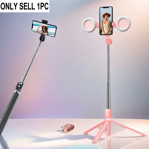 Retractable Phone Tripod with Dual Beauty Fill Lights, Portable Selfie Stick with BT Remote Control for Live Streaming, Travel Selfie Stick, Phone Accessories, Selfie Stand, Smartphone Accessories, Portable Selfie Accessory