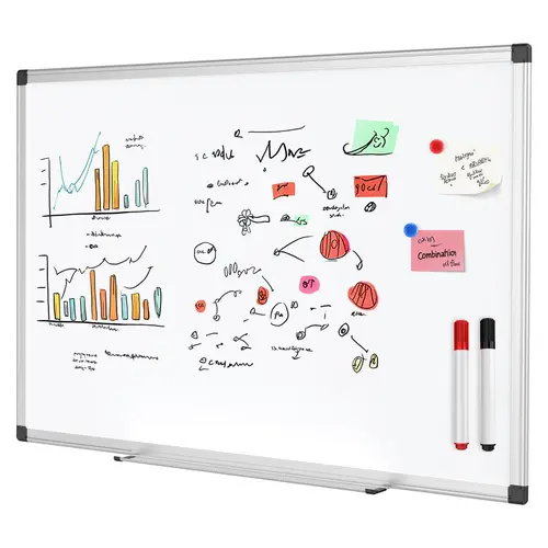 Wall-Mounted Magnetic Dry Erase Boards Set with Reinforced Aluminum Frame, Dry-Erase Eraser, Markers, Magnetic Pins, Office Accessories for Office Presentations