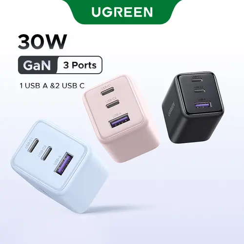 UGREEN GaN Multi-Port Fast Wall Charger Block - 30W 2C1A/20W 1C1A/45W 4C1A PPS Compact USB-C Power Adapter for iPhone, Galaxy S25/S24/S23, Mobile Charging, USB A Ports, Cordless, Free US Plug, TikTok Shop Back to School