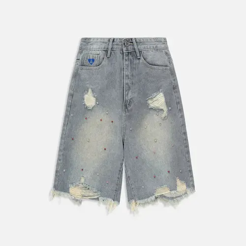 Aelfric Eden Y2K Rhinestone Jorts Baggy Shorts Summer 2025 Trends Streetwear Trendy Men's Jorts Women's Jorts Womenswear Bottom Pocket Clothes Cotton Denim,back to school shopping,clothes for back to school,first day of school outfits