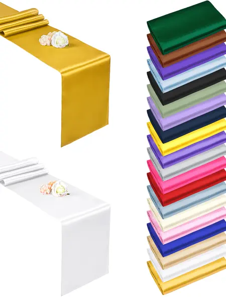 10/12/15/20/24 PC 12*108inch Satin Table Runner Premium Table Runner for Wedding Bright Silk Table Runner for Party,Banquet,Events,Graduations Decoration fit Rectange and Round Table，#Outdoor gathering gear #Back-to-school #Halloween