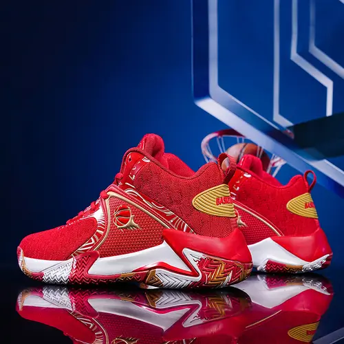 Men's Fashionable Sports Hoops Shoes - Lace Up, Shock-Absorbing, Rebound, Breathable, Anti-Slip, Wear-Resistant, All Seasons, Ready for Indoor Hardwood & Daily Wear
