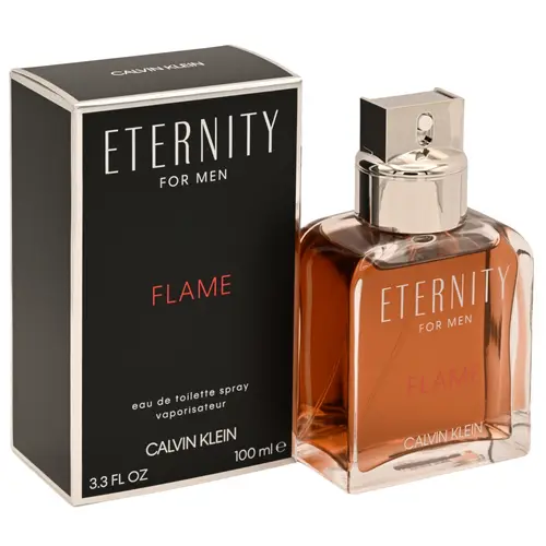 Calvin Klein ETERNITY FLAME for Men Eau de Toilette - Premium Scented Cologne, Alcohol Base, Warm Ambery, Leather & Fresh Scent Men's Fragrance, 3.3 fl oz Single Item